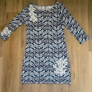 Lilly Pulitzer Dark Blue and White Women’s Sheath Dress Sleek & Simple